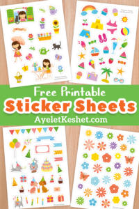 Free printable stickers for kids. Cute stickers with colorful illustrations for crafts and decorations. #freeprintable #printables #stickers #Ayelet_Keshet