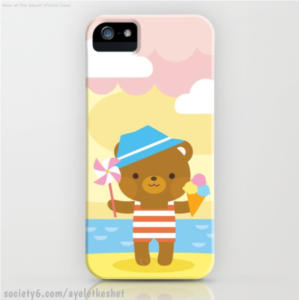 iPhone case - cute kawaii bear enjoying summer at the beach | society6.com/ayeletkeshet
