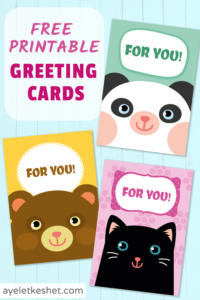 Free printable greeting cards for kids with cute kawaii animals