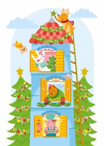 Christmas card - animals house