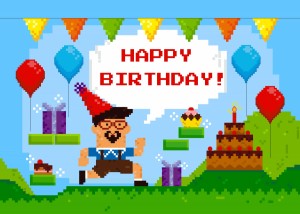 retro game birthday card
